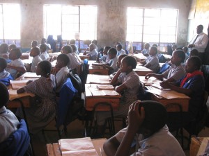 Musa Giatau Primary School, Nairobi, Kenya, children at desk Primary School for orphans of Nairobi, Kenya
